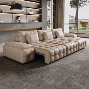 Smart Electric Sofa Bed Italian Light Luxury Lawrence Leather Sofa High-End Living Room Multifunctional Sofa
