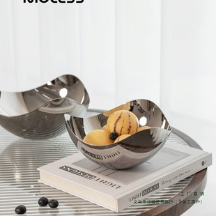 Scandinavian Style 304 Stainless Steel Accessible Luxury Large Dried Fruit Fruit Tray Living Room Home Tray Ornaments Silk Flower Method Office 1