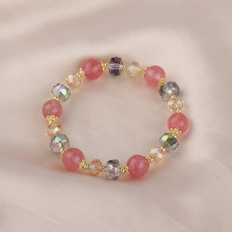 Weiyi natural fresa cristal pulsera mujer temperamento salvaje color cristal pulsera regalo joyería al por mayor
