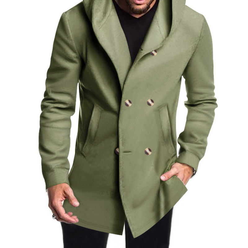 Nuevo cross-border Amazon clásico chaqueta delgada Europa y los Estados Unidos comercio exterior de color sólido casual chaqueta con sombrero hombre