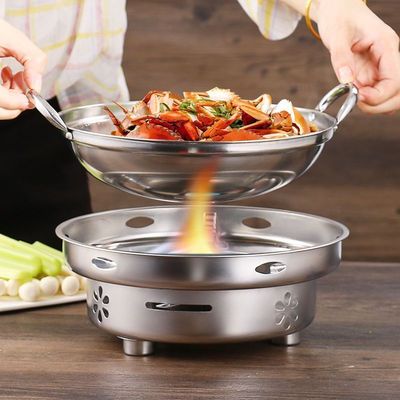 Dry pot thickening Outsize Alcohol stove alcohol Stainless steel pot solid alcohol Fire boiler Stewed Alcohol pot