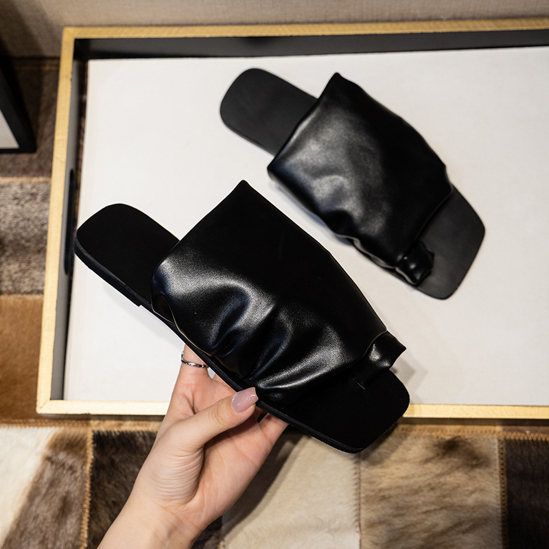 Sandalias de Diseño Exclusivo para Mujer, Estilo Verano 2025, Sandalias Planas de Playa con Pliegues