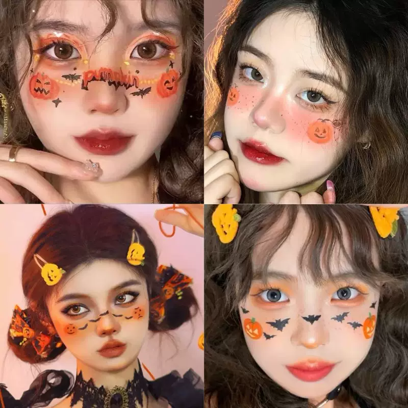 สติกเกอร์แทททูติดหน้าเทศกาลฮาโลวีน