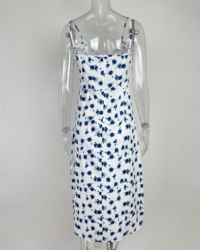 175g Weight Midi Dress Dress Length Type Sleeveless Sleeve Length Slit Dress Dresses Type Polyester Fabric Type High Waist Waist Line Holiday, Daily Occasion Strap Neckline Slim Fit Type Ditsy Floral Pattern Summer Season Women's Gender Printing Design Casual, Elegant Style Wholesale Women's Casual Elegant Printing Ditsy Floral Holiday Daily Strap Sleeveless Slit Dress 18
