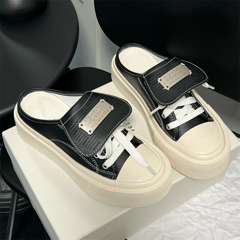 Half Drag 2024 Sommer Neue dicke Unterseite Baotou Mode Oberbekleidung Casual weiße Schuhe_voghion.com