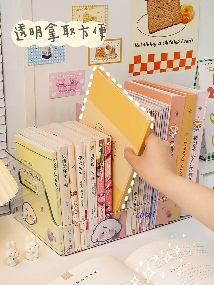 Acrylic transparent book storage box Small students put book shelf desktop desktop desk reconstruction supplies full set