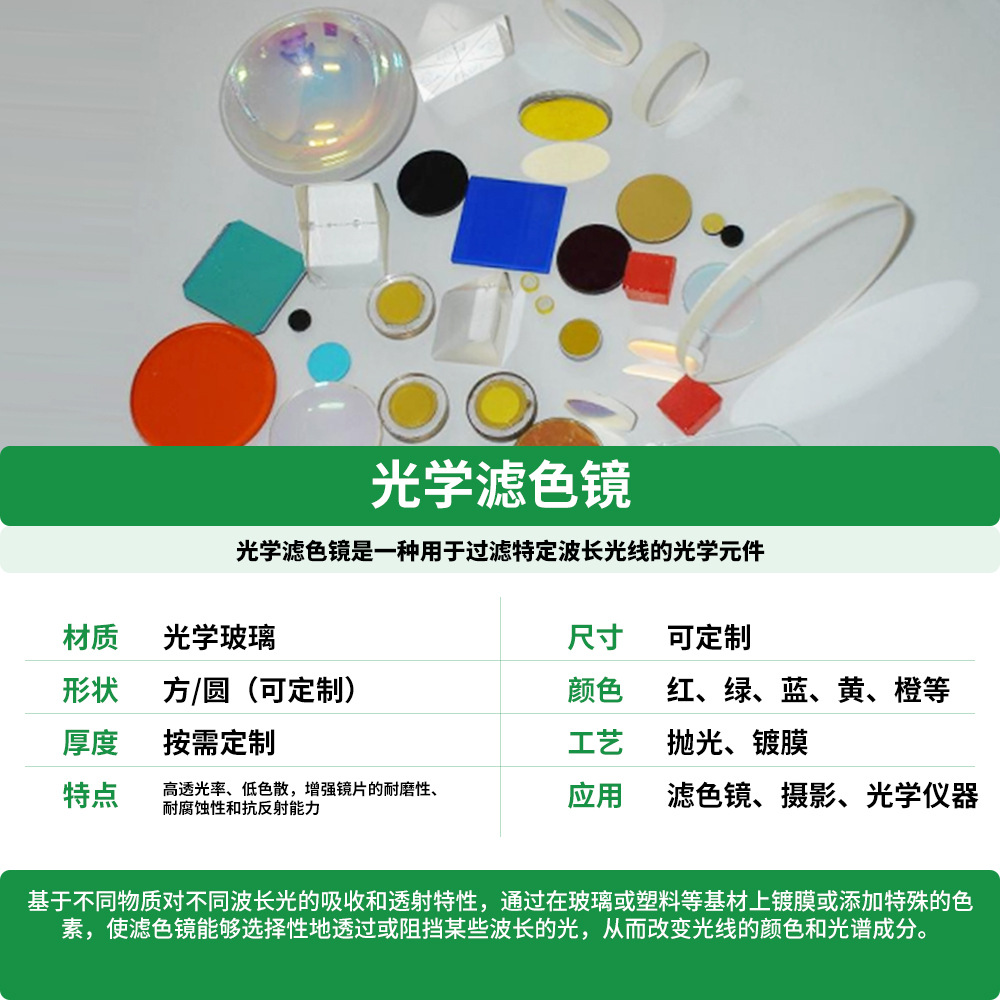 圆形抛光有色光学玻璃滤光片紫外滤光玻璃彩色彩色舞台灯光滤色片