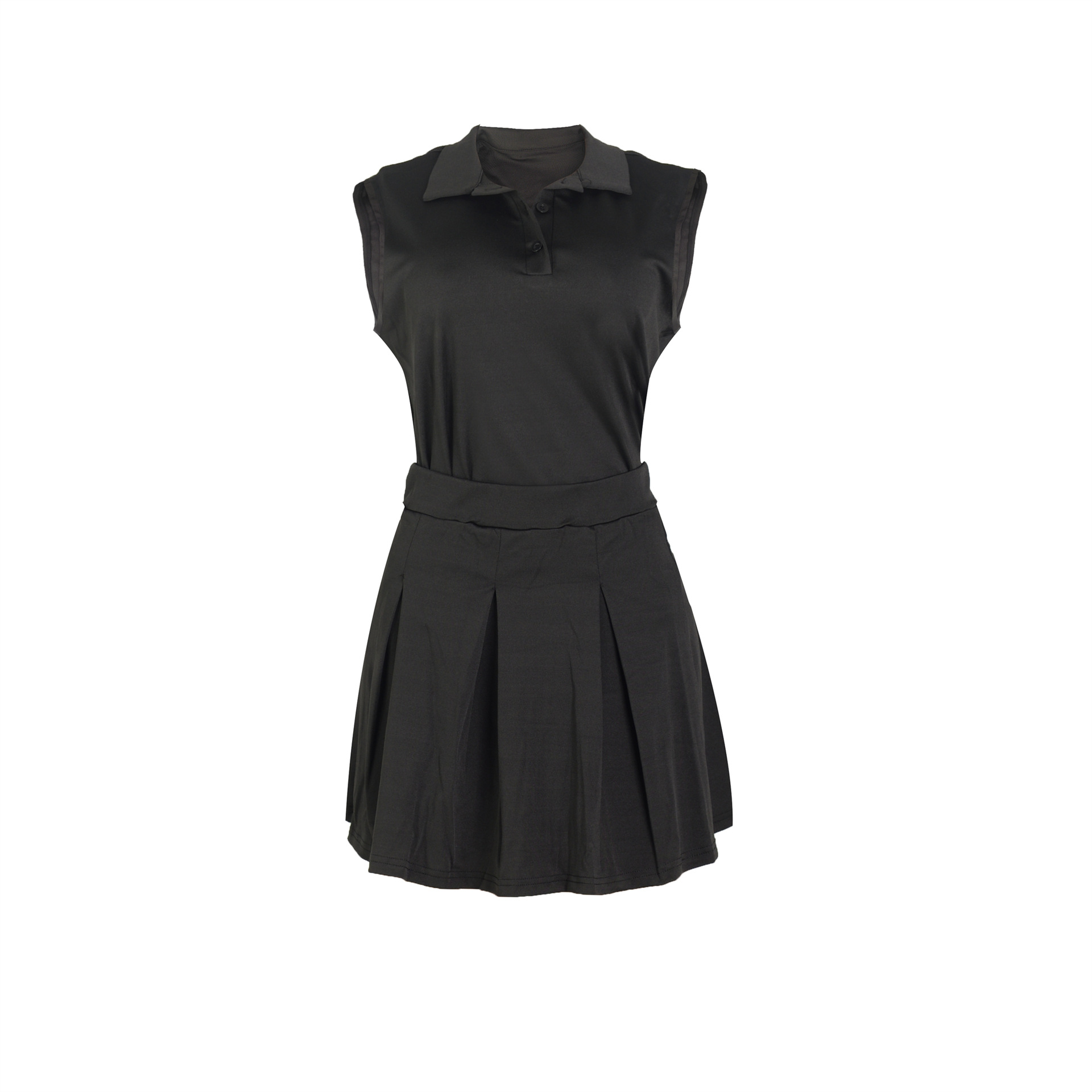 Women Clothing Short Skirt Two Piece Sleeveless Vest Suit Summer Polo Shirt