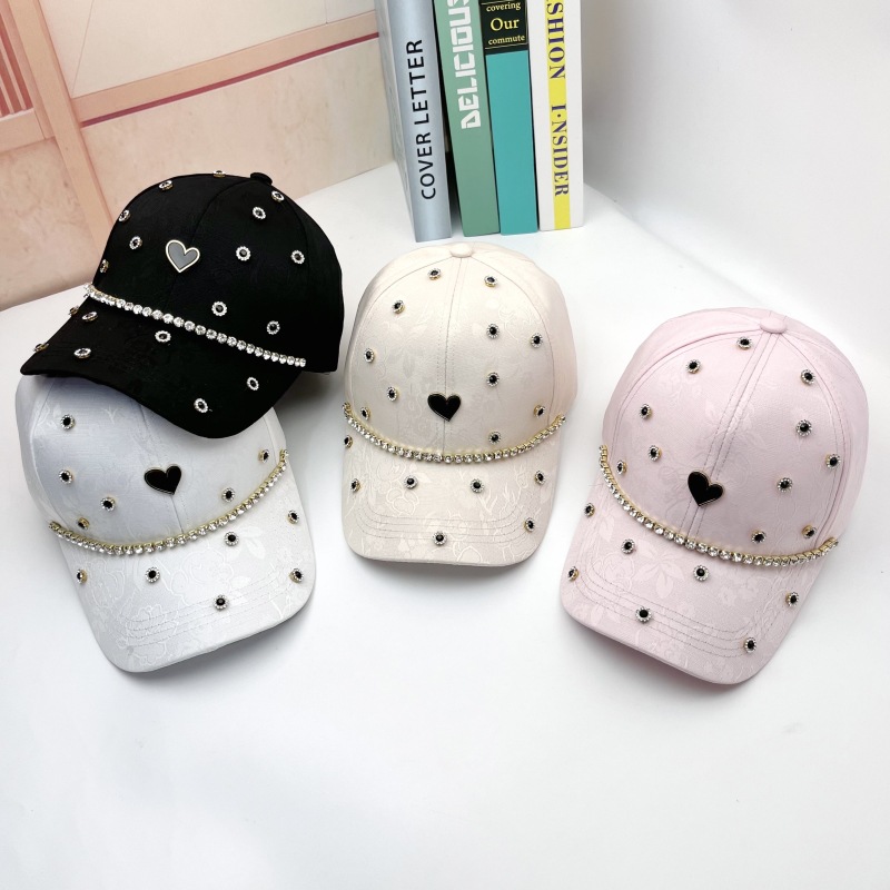 Women's Cute Sweet Solid Color Rhinestone Curved Eaves Baseball Cap display picture 1