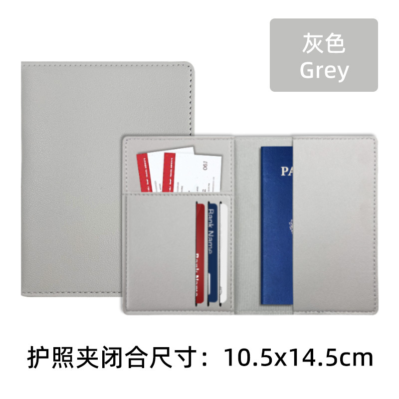 Protección de pasaporte de cuero multiplaza en stock, este conjunto de paquete de pasaporte multifuncional de cuero grueso pu, clip de pasaporte de viaje