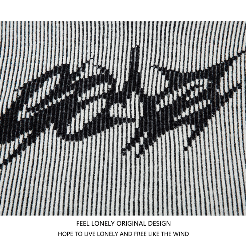 외로운 아메리칸 스트리트 하이 칼라 니치 양면 스웨터 남성 가을과 겨울 커플 디자인 니트웨어 느낌