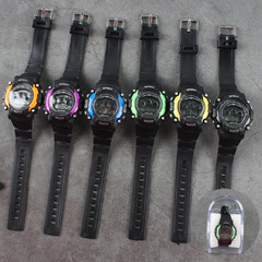 彩色學生新款工業風LED電子手錶防水日期計時多功能腕錶盒裝批發