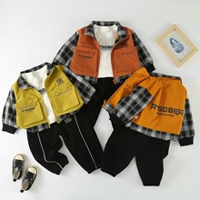 儿童运动棒球服冬装2024新款小男童帅气潮牌字母外套宝宝春季衣服