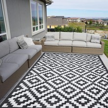 PP编织手提塑料户外地垫地毯野营垫折叠便携提花沙滩垫沙滩席防潮