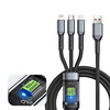 100W data cable 6A Super fast charging PD one dragging three USB mobile phone flash charging Type-C charging cable triple line