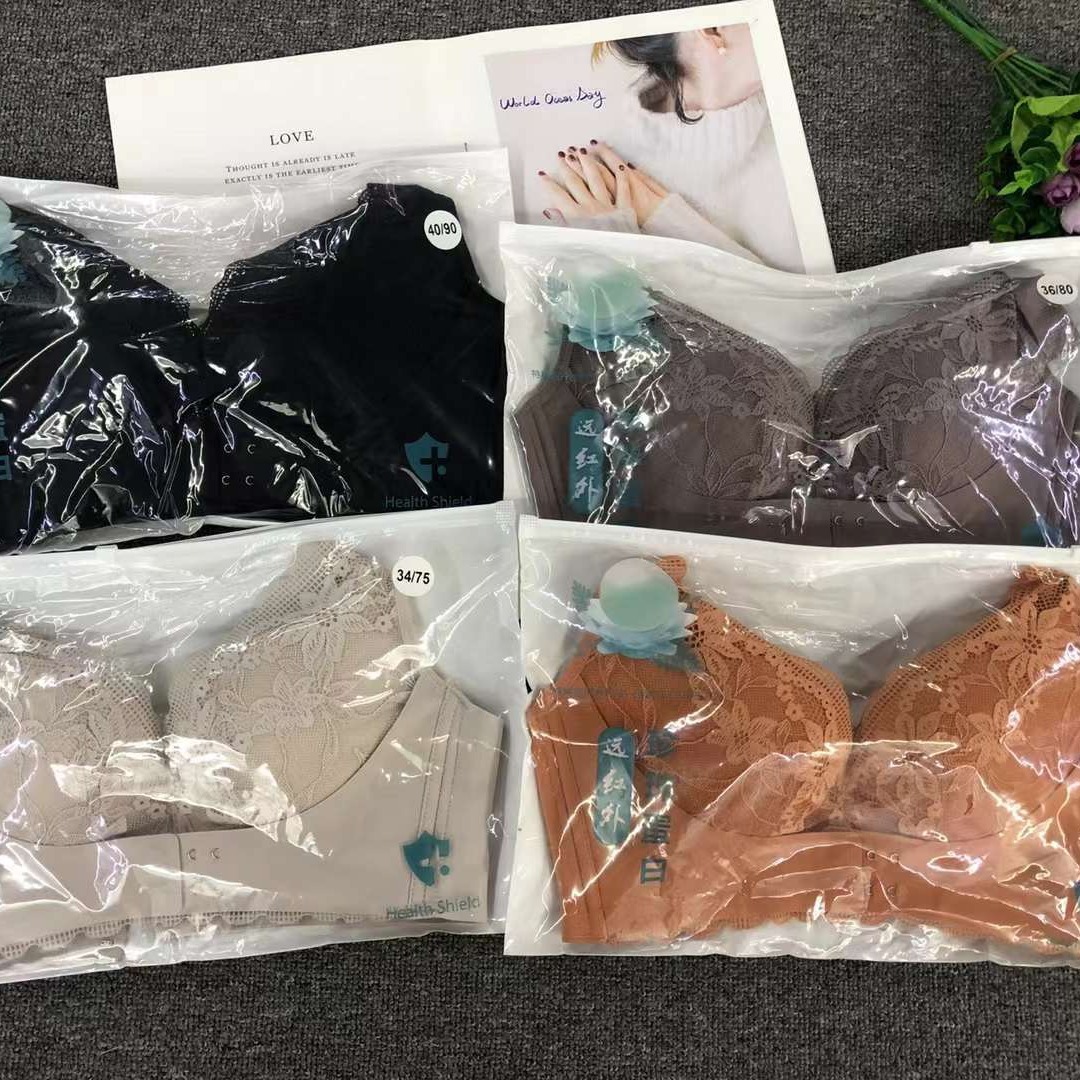 Nuevo sujetador de alta calidad de moda de encaje jacquard transpirable y cómodo ajuste lateral de pecho de tres filas de botones ropa interior para mujeres image 5