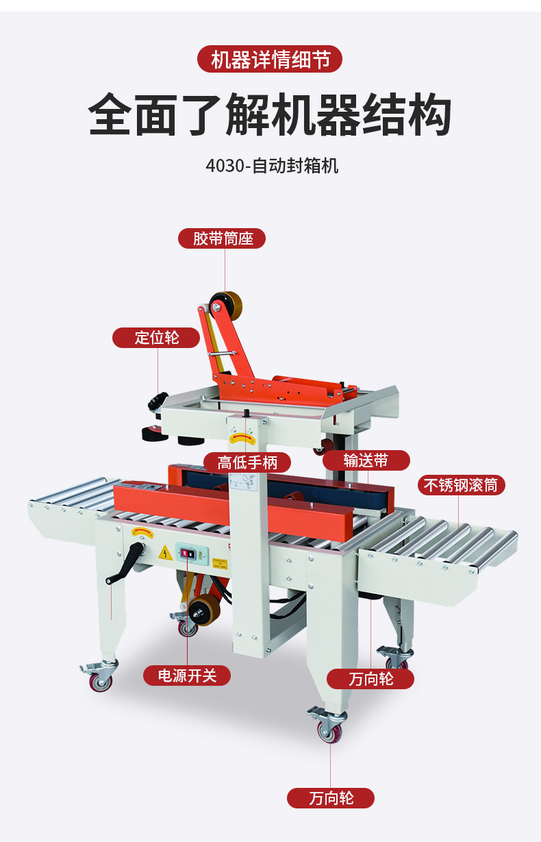 FXJ-4030 automatic box sealer machine sizes 1-12