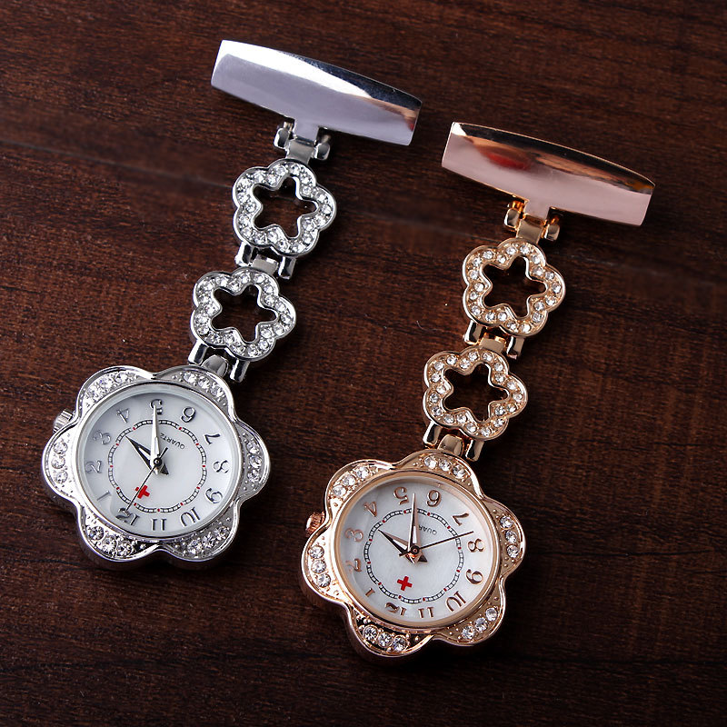 Foreign trade new nurse watch hanging watch chest watch medical nurse pocket watch ladies rhinestone watch wholesale factory