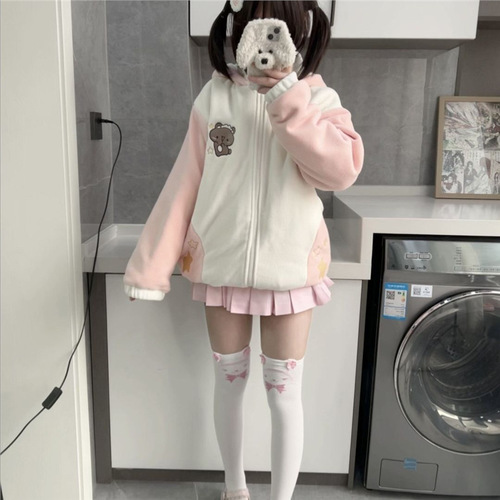 Chloe Hui Japanese-style versatile cartoon soft cute combed cotton bunny bear soft girl versatile Lolita knee-high socks for spring and summer