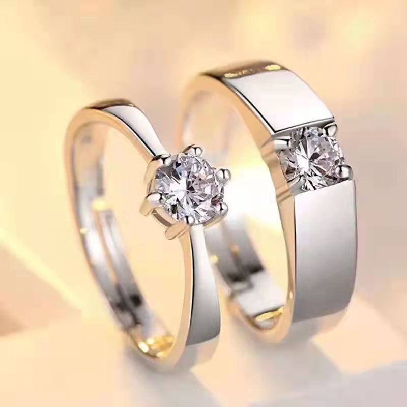 Cross-border Mosan Diamond Zircon Engagement Ring for Men and Women European and American Crown Classic Six-claw Couple Ring Wholesale