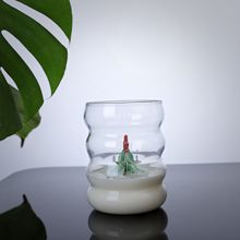 高硼硅透明玻璃杯 家用圣诞螺纹咖啡杯 牛奶杯饮料杯女士喝水杯