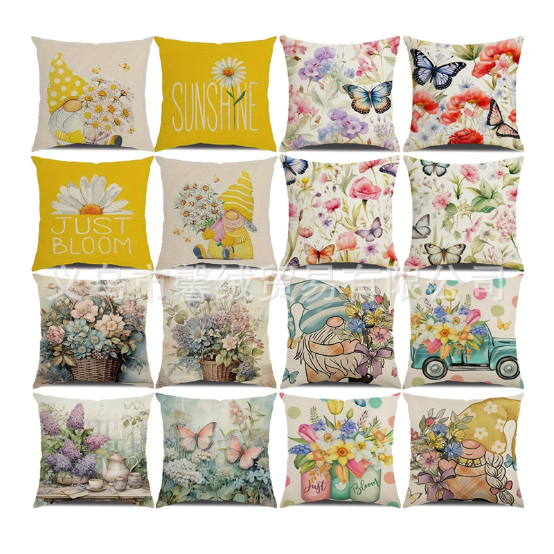 Hot Selling Plant Flower Pillow Case Home Decoration Living Room Sofa Cushion Cushion Cover Factory Direct Sale
