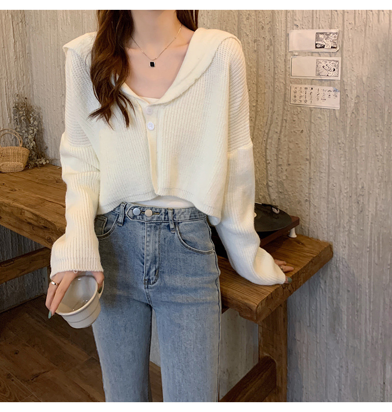 【中国直邮】茵如澜 新款秋冬chic上衣温柔甜辣毛衣针织衫 卡其色