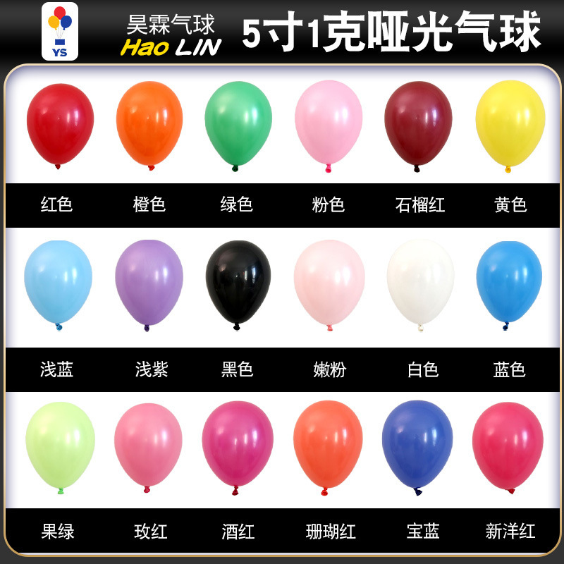 Haolin 5-inch matte balloon 1g small balloon pack of 200 birthday wedding balloon chain supplies opening round