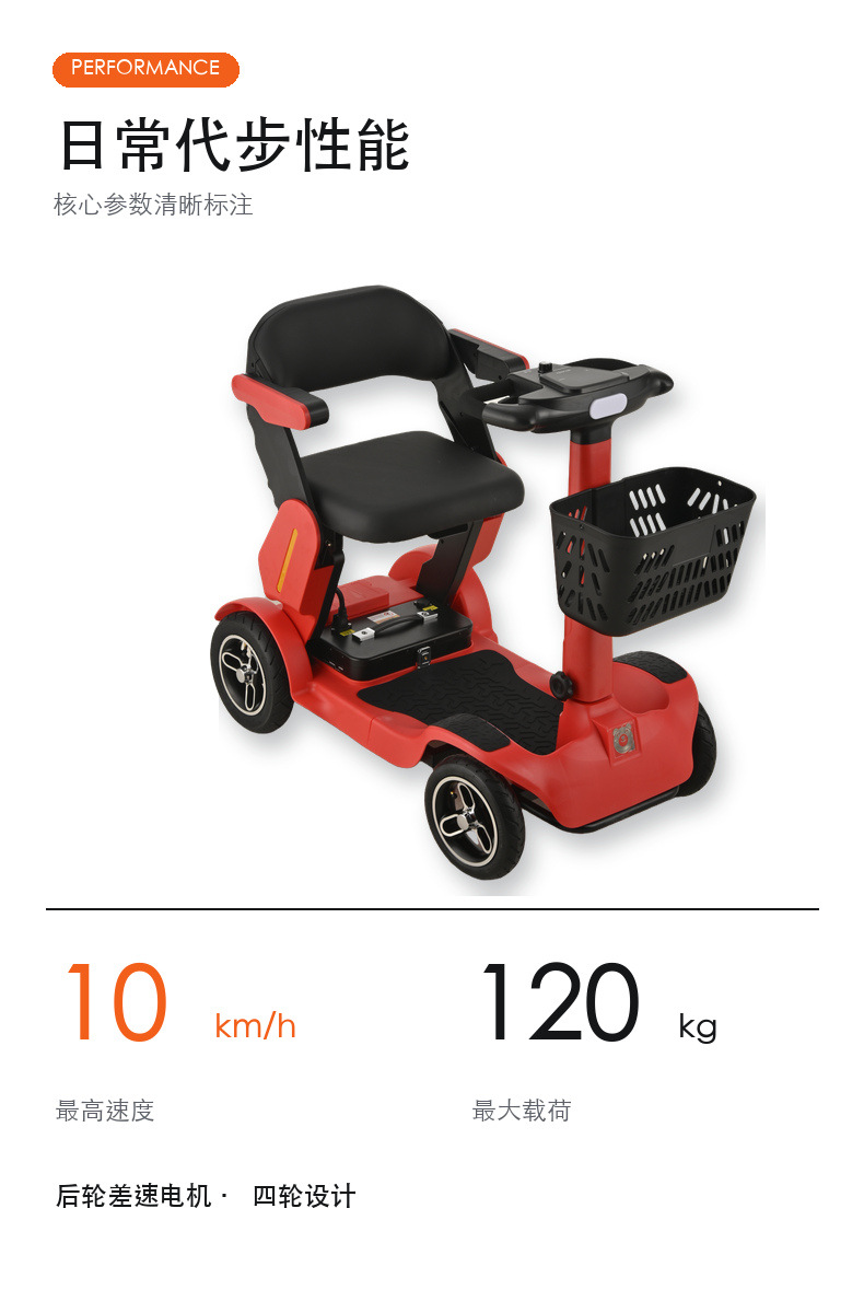 Chacha Bear electric scooter for the elderly, electric four-wheeler for home use, foldable electric mobility aid for seniors and disabled people