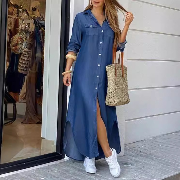 2024 cross-border new Amazon ebay new European and American spring and summer sexy shirt dress women