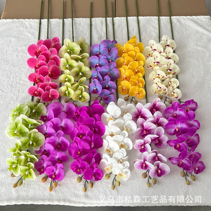 Flores de alta calidad 9 cabezas 7 cabezas 5 cabezas orquídeas mariposa sensación realista tela de seda de película flores falsas decoración de boda nórdica