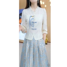 新中式国风马面裙套装2024新款女春夏汉服旗袍妈妈十三行爆连衣裙