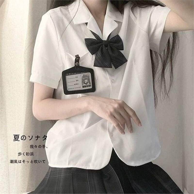 Jk Shirt New Summer Women's Japanese Style College Style Pure Color Short Shirt Pleated Skirt Elegant Pure Desire College Style Women