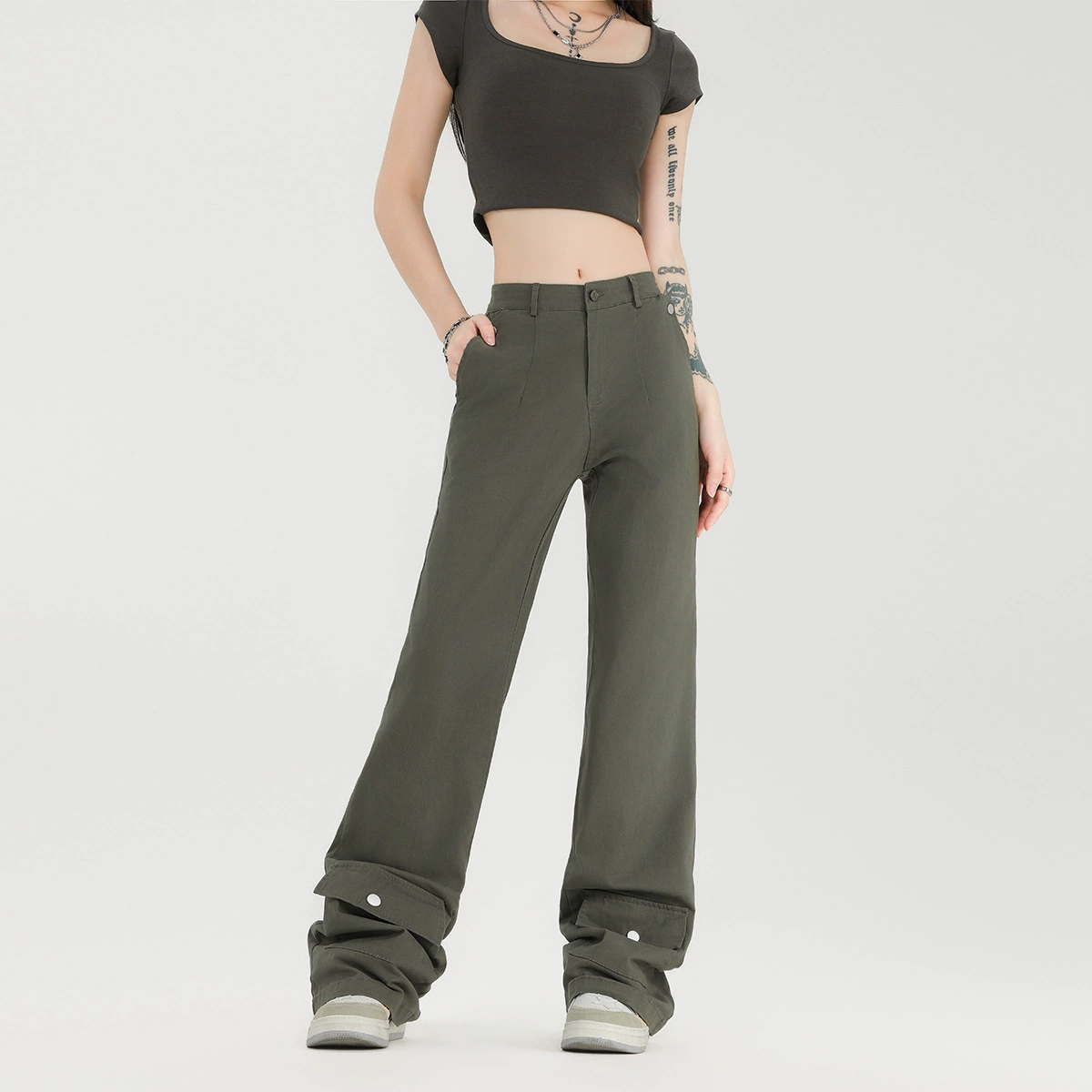 OREETA 丨 Street Tide DESING Lippy Pants Foot American Workers Together 2024 Tide Straight Tube Slim Slim Pants Male