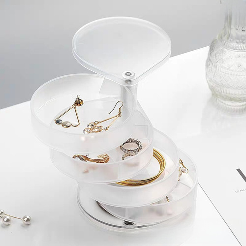 Jewelry Storage Box with Rotating Creative Large Capacity Multi-layer Display Stand for Earrings, Stud Earrings, and Drop Earrings - Cute European Style Small