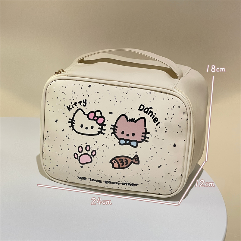 Ins bolsa de cosméticos japonesa para gatos lindos, nueva bolsa de almacenamiento de viaje portátil de gran capacidad, bolsa de lavado impermeable