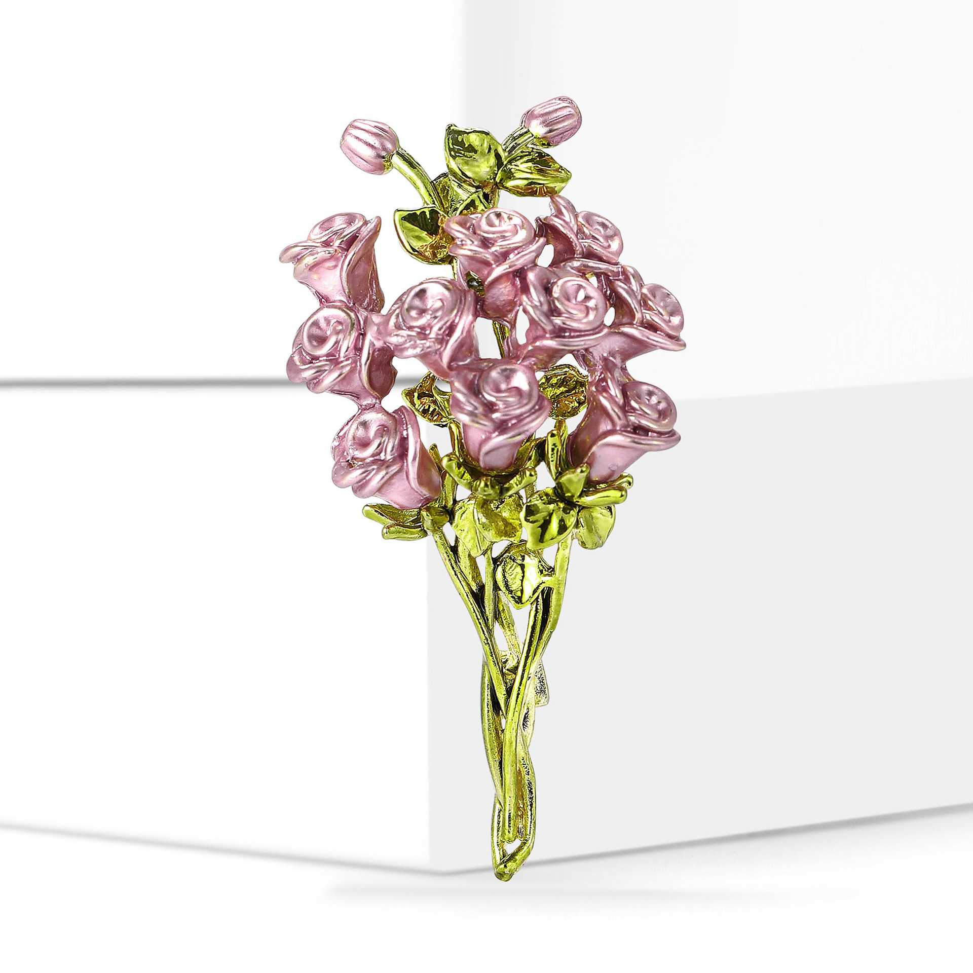 New Fashion High-end Alloy Enamel Rose Bouquet Brooch Temperament Simple Women's Clothing Corsage Jewelry Pin
