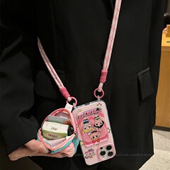 可爱飞天小女警适用苹果16手机壳新款斜挎iphone15promax女14小众