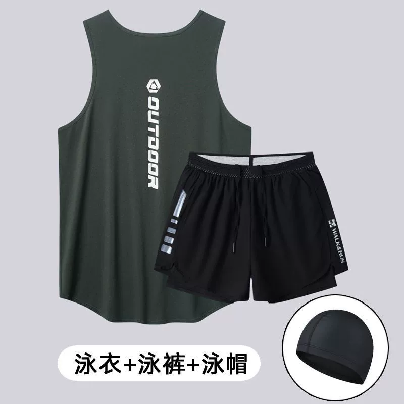 Swimwear, set, quick dry trousers, vest for adults