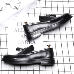 英倫時尚新款尖頭商務休閒皮鞋套腳流蘇百搭男鞋單鞋型號85134-G