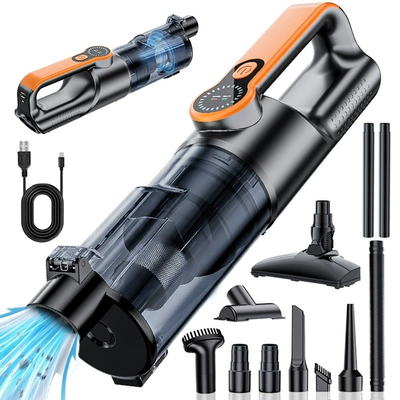 Car vacuum cleaner with super powerful suction, portable handheld wireless vacuum for car and home use, small in size, for removing mites
