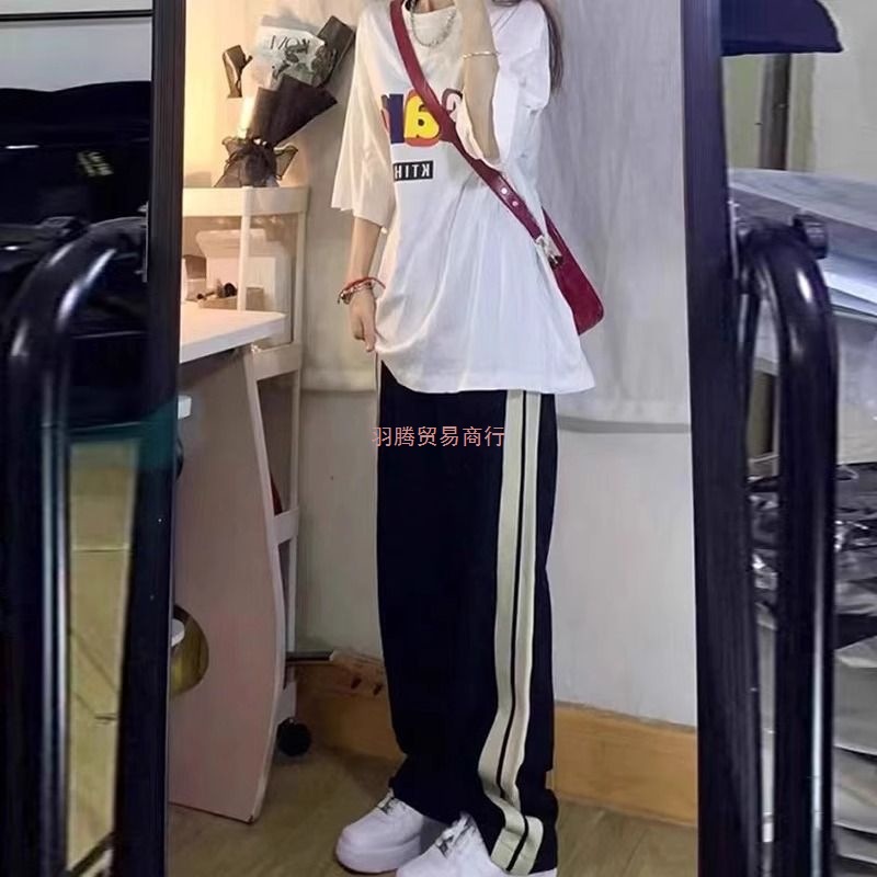 秋冬加绒加厚阔腿裤女24新款高腰垂感直筒宽松显瘦运动休闲拖地裤