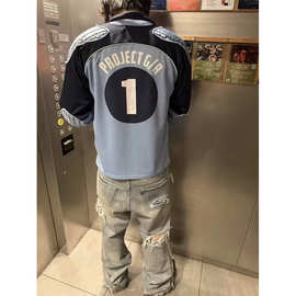 GRAILZ PROJECT 25S 盔甲垫肩拼接数字印花长袖球服卫衣 立体裁剪