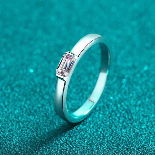 925 sterling silver female emerald cut rectangular chamfered 50 points moissanite ring ring meson