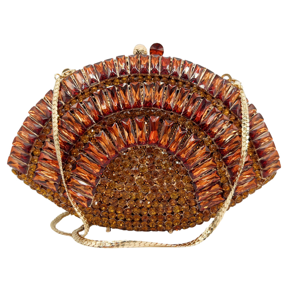 Bolso de piedra nueva forma de ventilador transfronteriza bolso de mano con diamantes huecos bolso de cena de fiesta reunión anual bolso de mujer