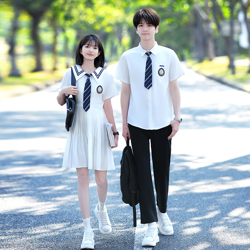 Class Uniform Set, Summer College Style Graduation Photo Junior High School Uniform Shirt, Jk Uniform, White Dress, Performance Outfit