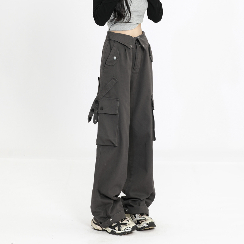 Banana Pants Gray American Hip-Hop Workwear Jeans for Women Summer High-Waisted Loose Slimming Hot Girl Versatile Wide-Leg Pants