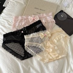 ヘイジースプリングとサマー〜フレンチフェアリーレースメッシュ甘い女性下着ソフトサテン快適なコットンクロッチブリーフ