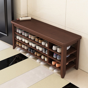 Retro multi-layer footstool home door shoe stool simple shoe shelf modern long stool Nordic shoe changing stool