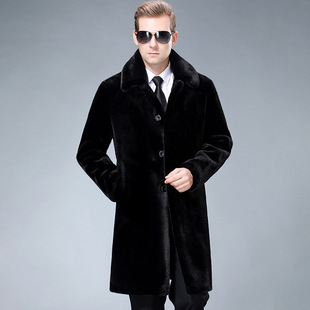 Counter Men's imported mink fur coat winter warm fur integrated middle-aged and elderly dad lapel coat